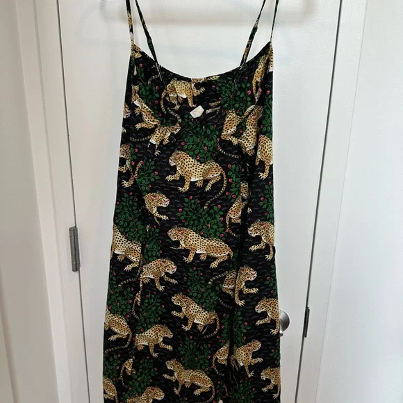 Printfresh Pajamas Cami Nightgown Black Tiger Bagheera Print 4X Spaghetti Strap - Picture 2 of 5